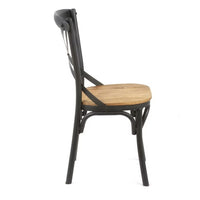 Vaya Dining Side Chair Set of 2, Rustic Cross Back, Black Iron Frame -BM326613