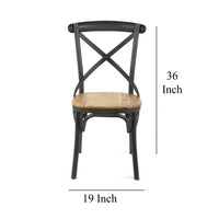 Vaya Dining Side Chair Set of 2, Rustic Cross Back, Black Iron Frame -BM326613