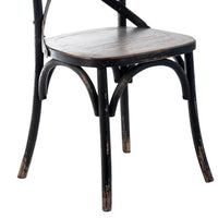 Puri Dining Side Chair Set of 2, X Shaped Backrest, Reclaimed Black -BM326623