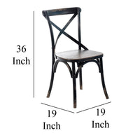 Puri Dining Side Chair Set of 2, X Shaped Backrest, Reclaimed Black -BM326623