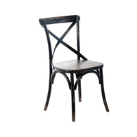 Puri Dining Side Chair Set of 2, X Shaped Backrest, Reclaimed Black -BM326623