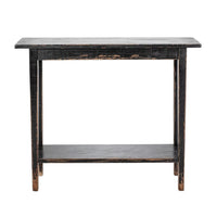 Duro Sofa Console Table with Open Shelf, Reclaimed Wood, Antique Black -BM326626