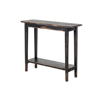Duro Sofa Console Table with Open Shelf, Reclaimed Wood, Antique Black -BM326626