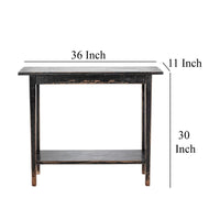 Duro Sofa Console Table with Open Shelf, Reclaimed Wood, Antique Black -BM326626