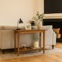 Duro Sofa Console Table with Open Shelf, Reclaimed Wood, Antique Brown -BM326627
