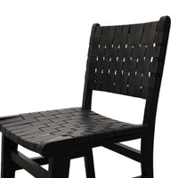 Coxy Dining Chair Set of 2, Woven Black Goat Leather Straps, Wood -BM326628
