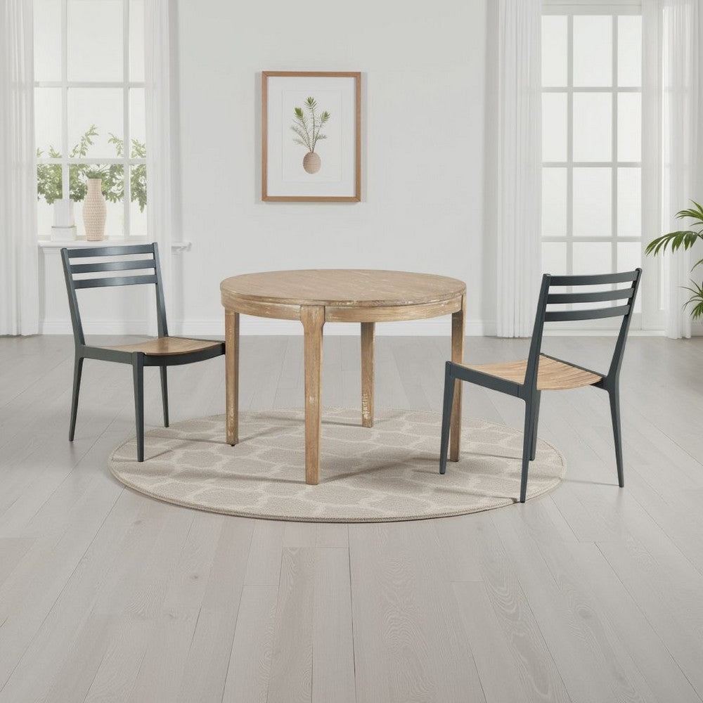 Tuley Dining Table, Tapered Legs, Pine Wood, Gray, 42 Inch Round Top -BM326633