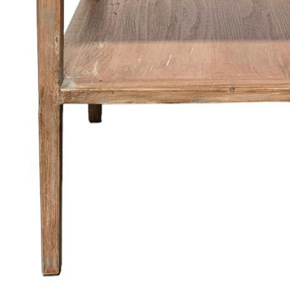 Tuley Corner End Table, Storage Shelf, Gray Pine Wood, 22in Square -BM326640