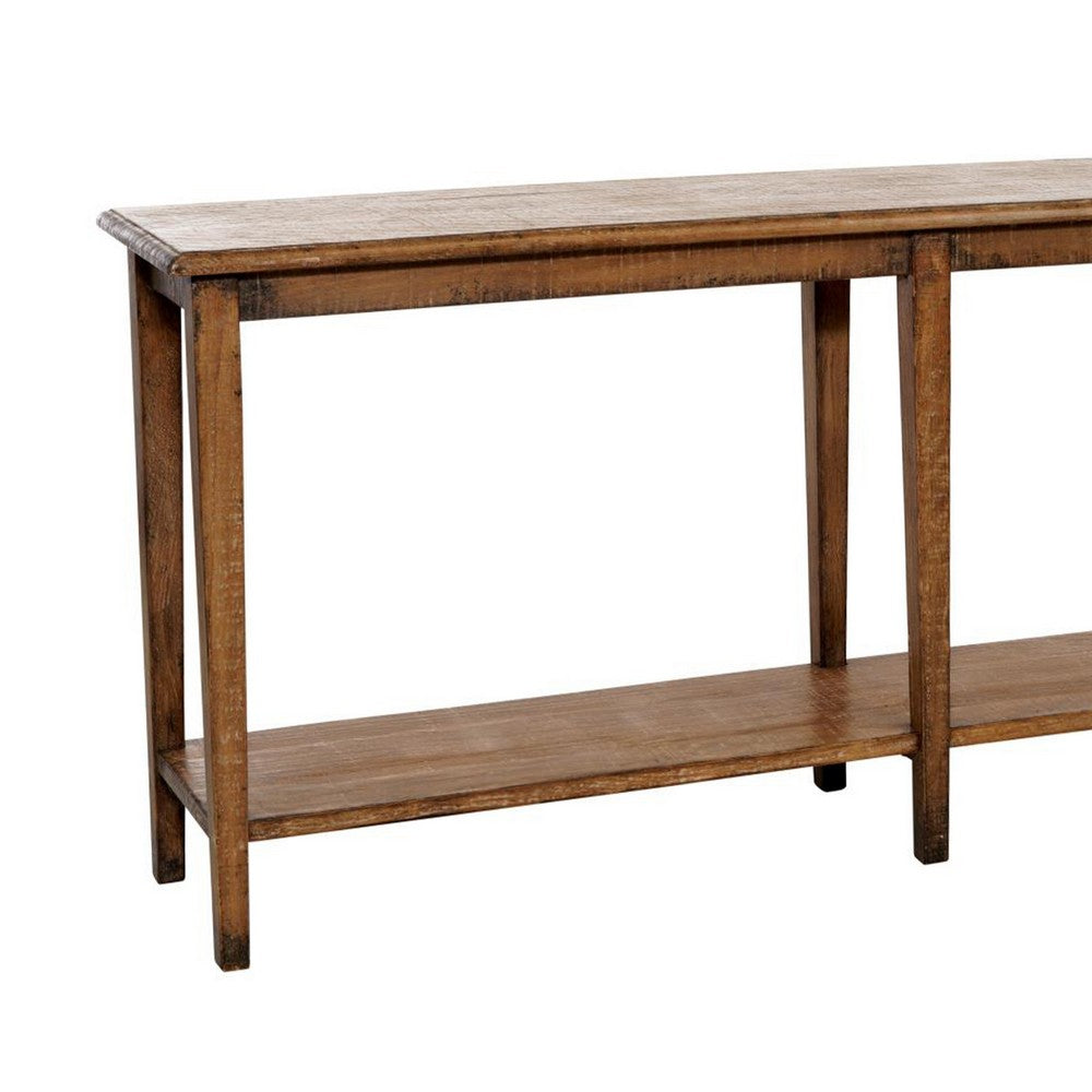 Dox Sofa Console Table, Shelf, Reclaimed Pine, Antique Brown, 71 Inch -BM326651