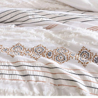 Jela 5pc Queen Comforter Set, Shams, White Clipped Jacquard Stripe -BM326655