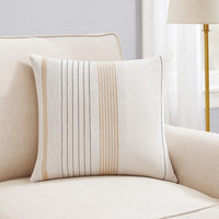Jela Euro Sham with Clipped Jacquard Stripes, White Cotton, 26 x 26 -BM326656