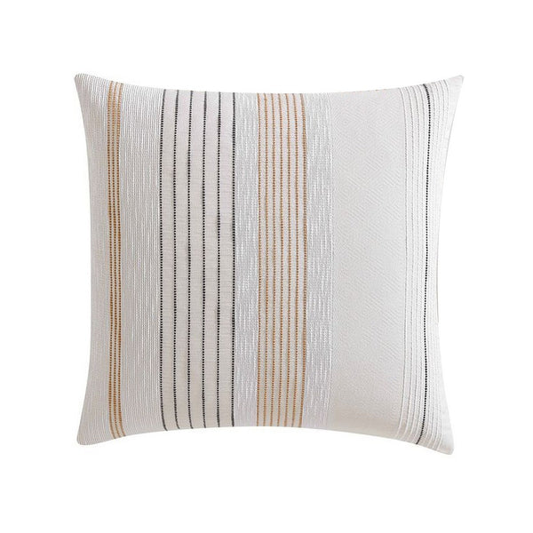 Jela Euro Sham with Clipped Jacquard Stripes, White Cotton, 26 x 26 -BM326656