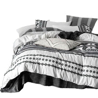 Jim 5pc King Size Comforter Set, Shams, White Black Jacquard Stripe -BM326657