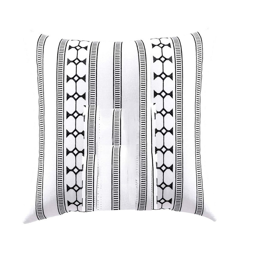 Jim Euro Sham with Black and White Clipped Jacquard Stripe, 26 x 26 -BM326659