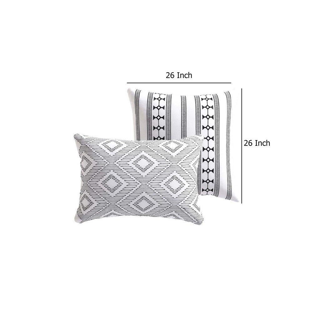 Jim Euro Sham with Black and White Clipped Jacquard Stripe, 26 x 26 -BM326659