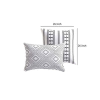 Jim Euro Sham with Black and White Clipped Jacquard Stripe, 26 x 26 -BM326659