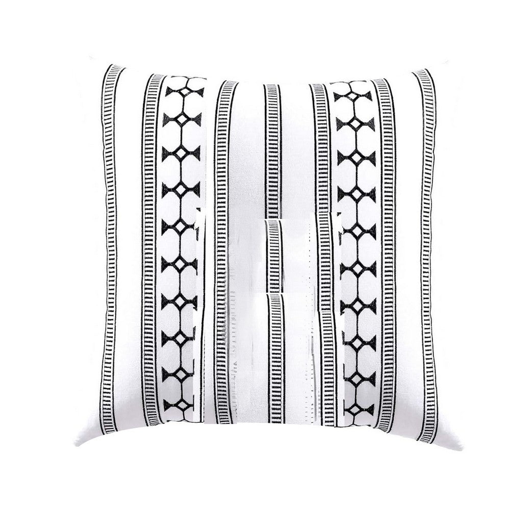 Jim Euro Sham with Black and White Clipped Jacquard Stripe, 26 x 26 -BM326659