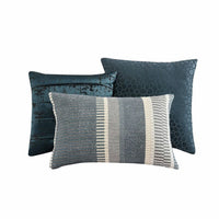 Beny 9pc King Size Comforter Set, Dark Turquoise Blue Woven Jacquard -BM326663