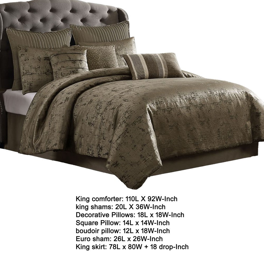Beny 10pc King Size Comforter Set, Traditional Gold Woven Jacquard -BM326664