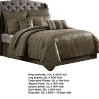 Beny 10pc King Size Comforter Set, Traditional Gold Woven Jacquard -BM326664