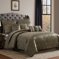 Beny 10pc King Size Comforter Set, Traditional Gold Woven Jacquard -BM326664