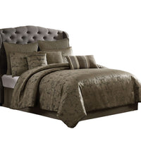 Beny 10pc King Size Comforter Set, Traditional Gold Woven Jacquard -BM326664