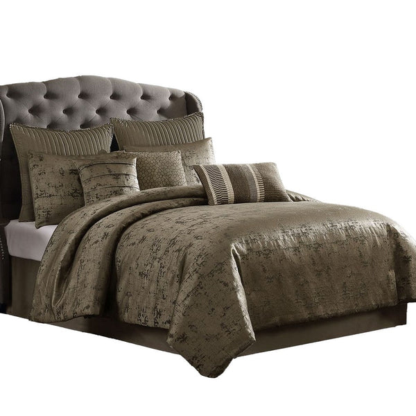 Beny 10pc King Size Comforter Set, Traditional Gold Woven Jacquard -BM326664