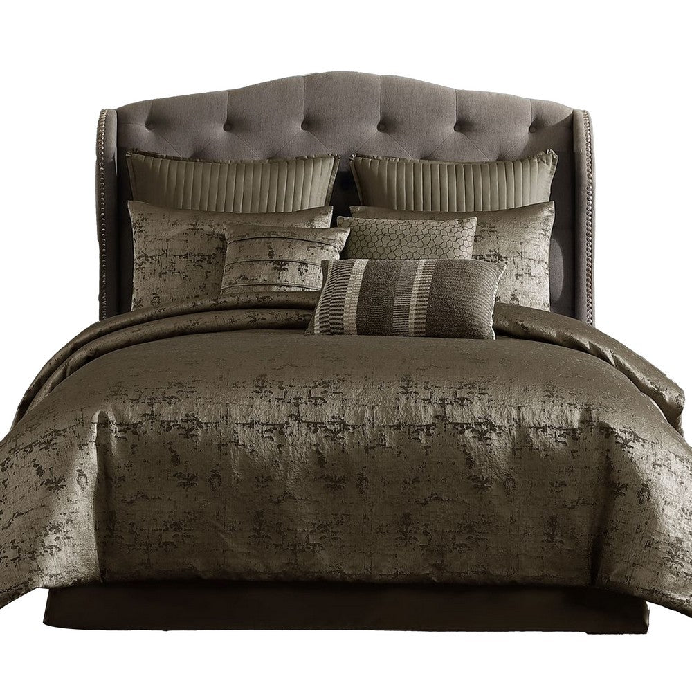 Beny 9pc King Size Comforter Set, Traditional Gold Woven Jacquard -BM326665