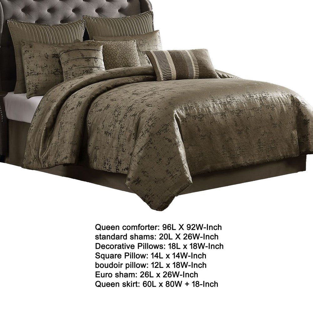 Beny 9pc King Size Comforter Set, Traditional Gold Woven Jacquard -BM326665