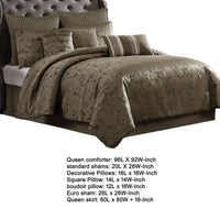 Beny 9pc King Size Comforter Set, Traditional Gold Woven Jacquard -BM326665