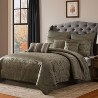 Beny 9pc King Size Comforter Set, Traditional Gold Woven Jacquard -BM326665