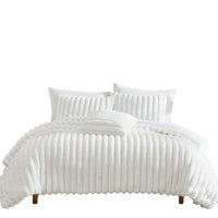 Sieno 3pc Twin XL Comforter Set, White Faux Fur and Micro Mink Backing -BM326666