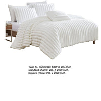 Sieno 3pc Twin XL Comforter Set, White Faux Fur and Micro Mink Backing -BM326666