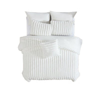 Sieno 4pc Queen Comforter Set, White Faux Fur and Micro Mink Backing -BM326667