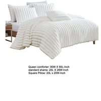 Sieno 4pc Queen Comforter Set, White Faux Fur and Micro Mink Backing -BM326667