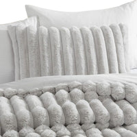 Sieno 3pc Twin XL Comforter Set, Gray Faux Fur and Micro Mink Backing -BM326669