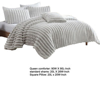 Sieno 4pc Queen Comforter Set, Gray Faux Fur and Micro Mink Backing -BM326670