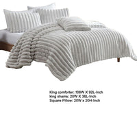 Sieno 4pc King Comforter Set, Gray Faux Fur and Micro Mink Backing -BM326671