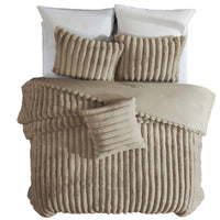 Sieno 3pc Twin XL Comforter Set, Taupe Brown Faux Fur, Micro Mink Back -BM326674