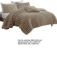 Sieno 3pc Twin XL Comforter Set, Taupe Brown Faux Fur, Micro Mink Back -BM326674