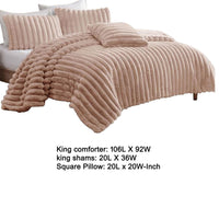 Sieno 4pc King Comforter Set, Blush Pink Faux Fur, Micro Mink Backing -BM326675