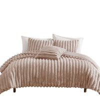 Sieno 3pc Twin XL Comforter Set, Blush Pink Faux Fur, Micro Mink Back -BM326677