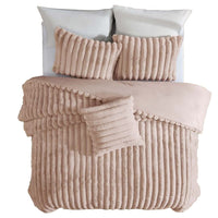 Sieno 3pc Twin XL Comforter Set, Blush Pink Faux Fur, Micro Mink Back -BM326677