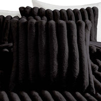 Sieno 3pc Twin XL Comforter Set, Shams, Black Faux Fur Micro Mink Back -BM326680