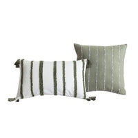Meo 5pc Queen Size Comforter Set, Green Textured Woven Jacquard Stripe -BM326682