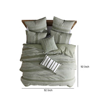 Meo 5pc Queen Size Comforter Set, Green Textured Woven Jacquard Stripe -BM326682