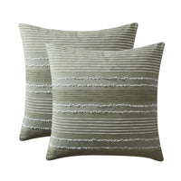 Meo Euro Sham, Textured Woven Jacquard Stripe, Green Cotton, 26 x 26 -BM326683