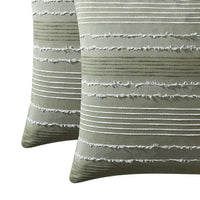 Meo Euro Sham, Textured Woven Jacquard Stripe, Green Cotton, 26 x 26 -BM326683