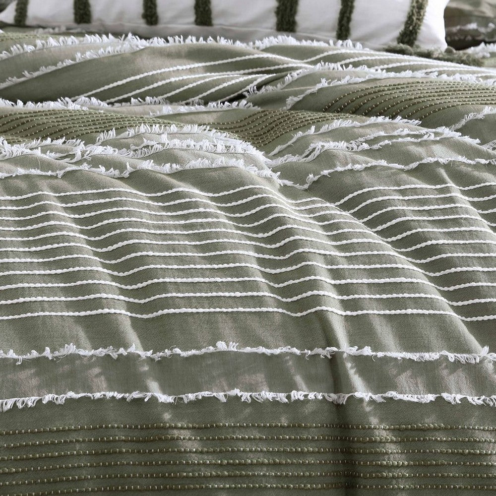 Meo Euro Sham, Textured Woven Jacquard Stripe, Green Cotton, 26 x 26 -BM326683