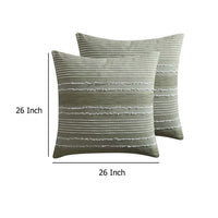 Meo Euro Sham, Textured Woven Jacquard Stripe, Green Cotton, 26 x 26 -BM326683